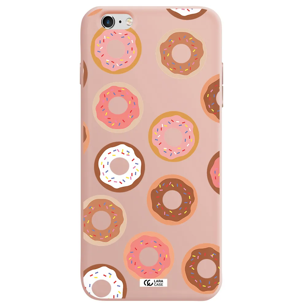 a pattern of donuts with sprinkles Apple iPhone 6S Silicone pastel pink Case