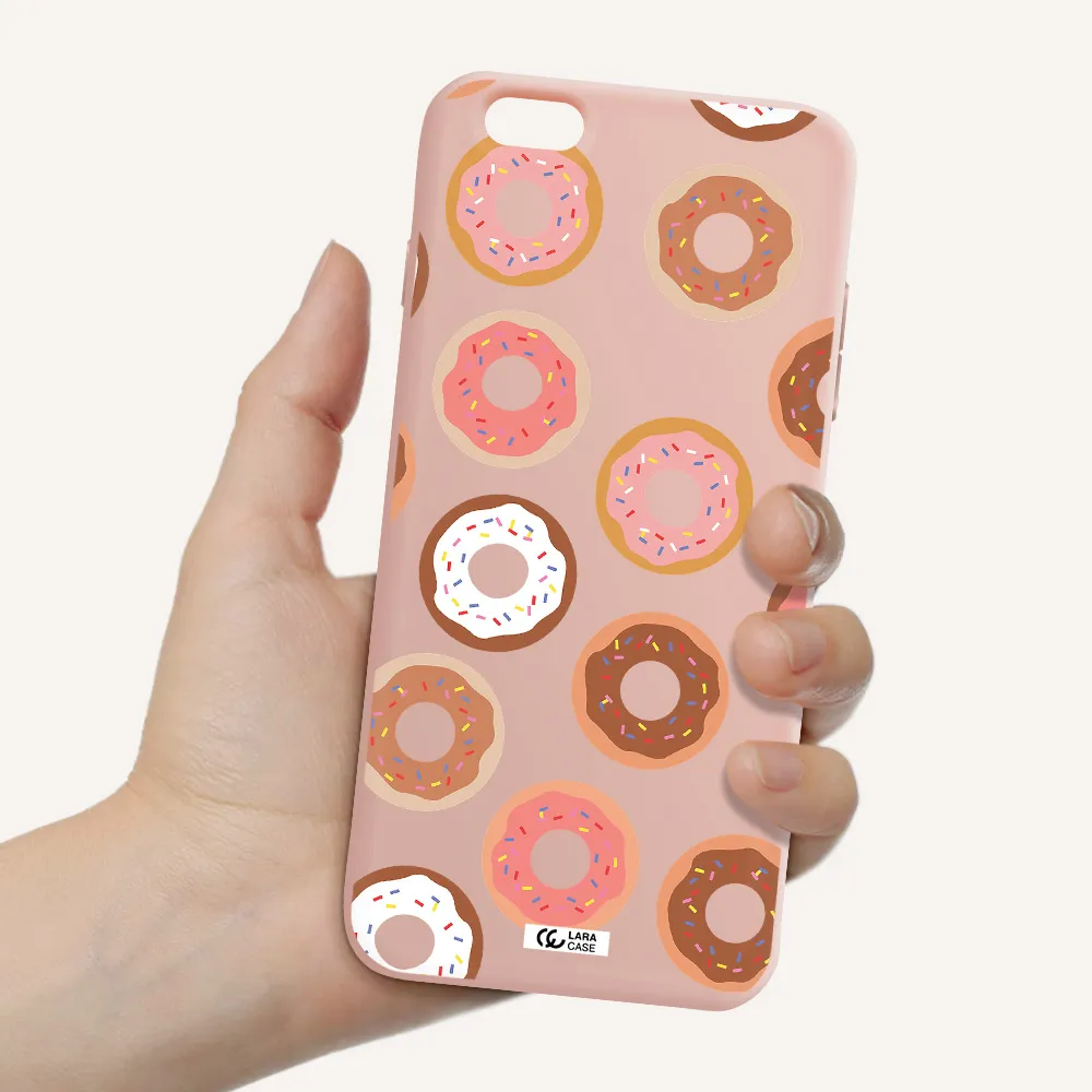 a pattern of donuts with sprinkles Apple iPhone 6S Silicone pastel pink Case