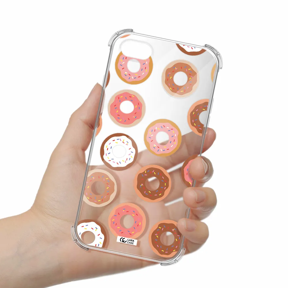 a pattern of donuts with sprinkles Apple iPhone 7 Clear PC Case