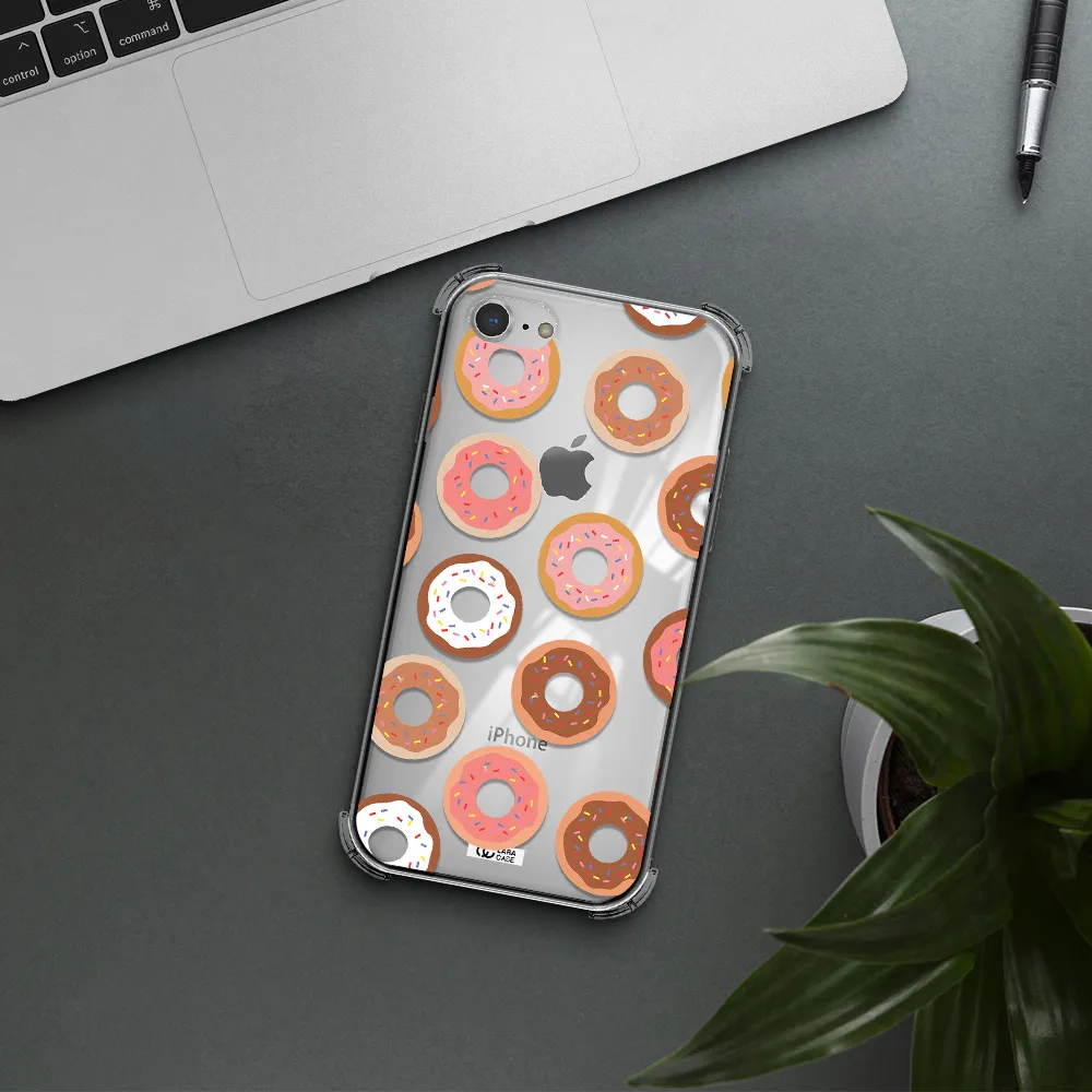 a pattern of donuts with sprinkles Apple iPhone 7 Clear PC Case