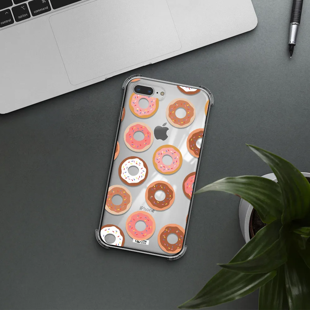 a pattern of donuts with sprinkles Apple iPhone 7 plus Clear PC Case