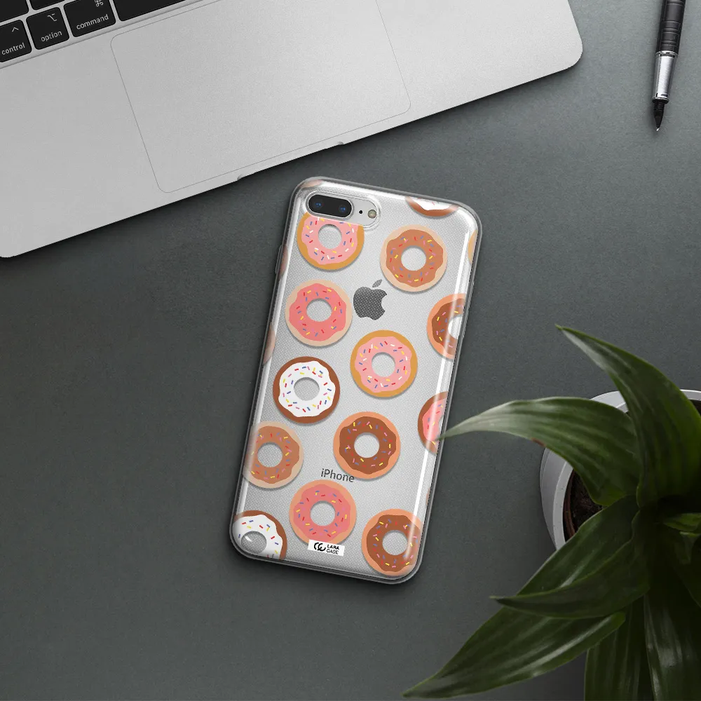 a pattern of donuts with sprinkles Apple iPhone 7 plus Clear TPU Case
