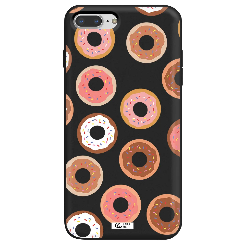 a pattern of donuts with sprinkles Apple iPhone 7 plus Silicone black Case