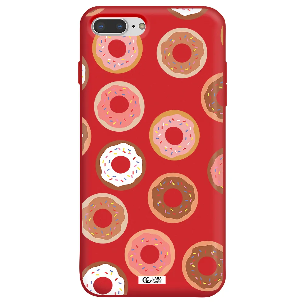 a pattern of donuts with sprinkles Apple iPhone 7 plus Silicone Imperial Red Case