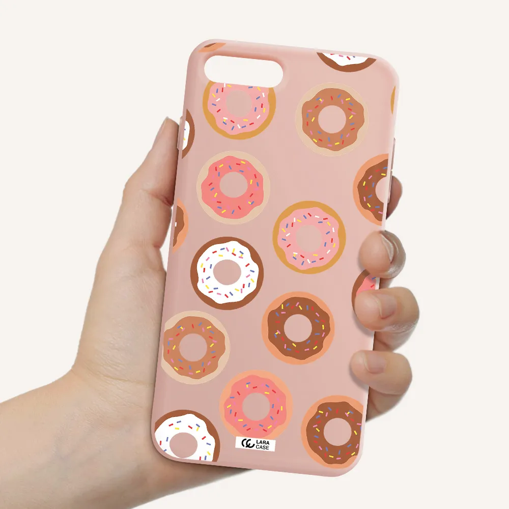 a pattern of donuts with sprinkles Apple iPhone 7 plus Silicone pastel pink Case