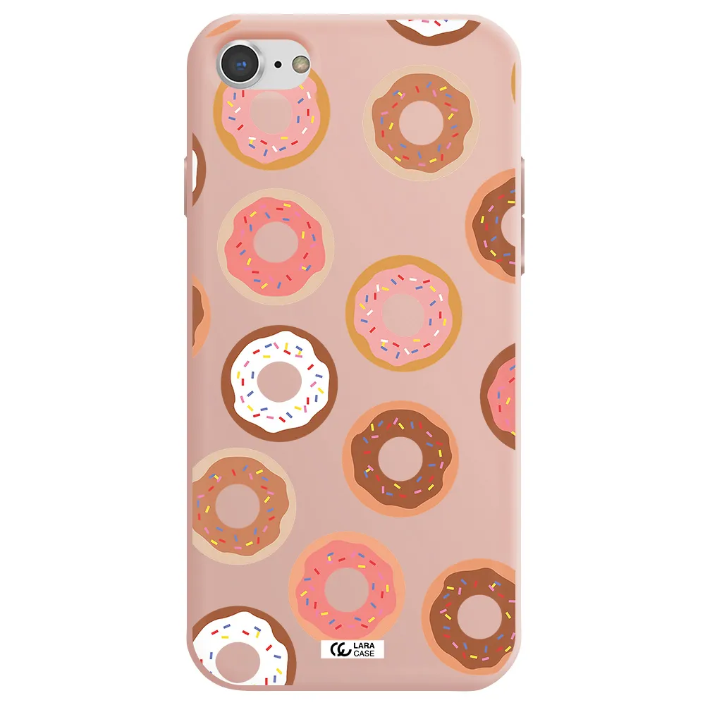 a pattern of donuts with sprinkles Apple iPhone 7 Silicone pastel pink Case