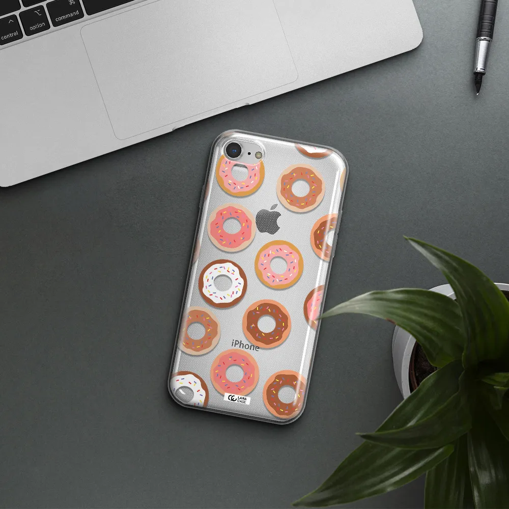a pattern of donuts with sprinkles Apple iPhone 8 Clear TPU Case