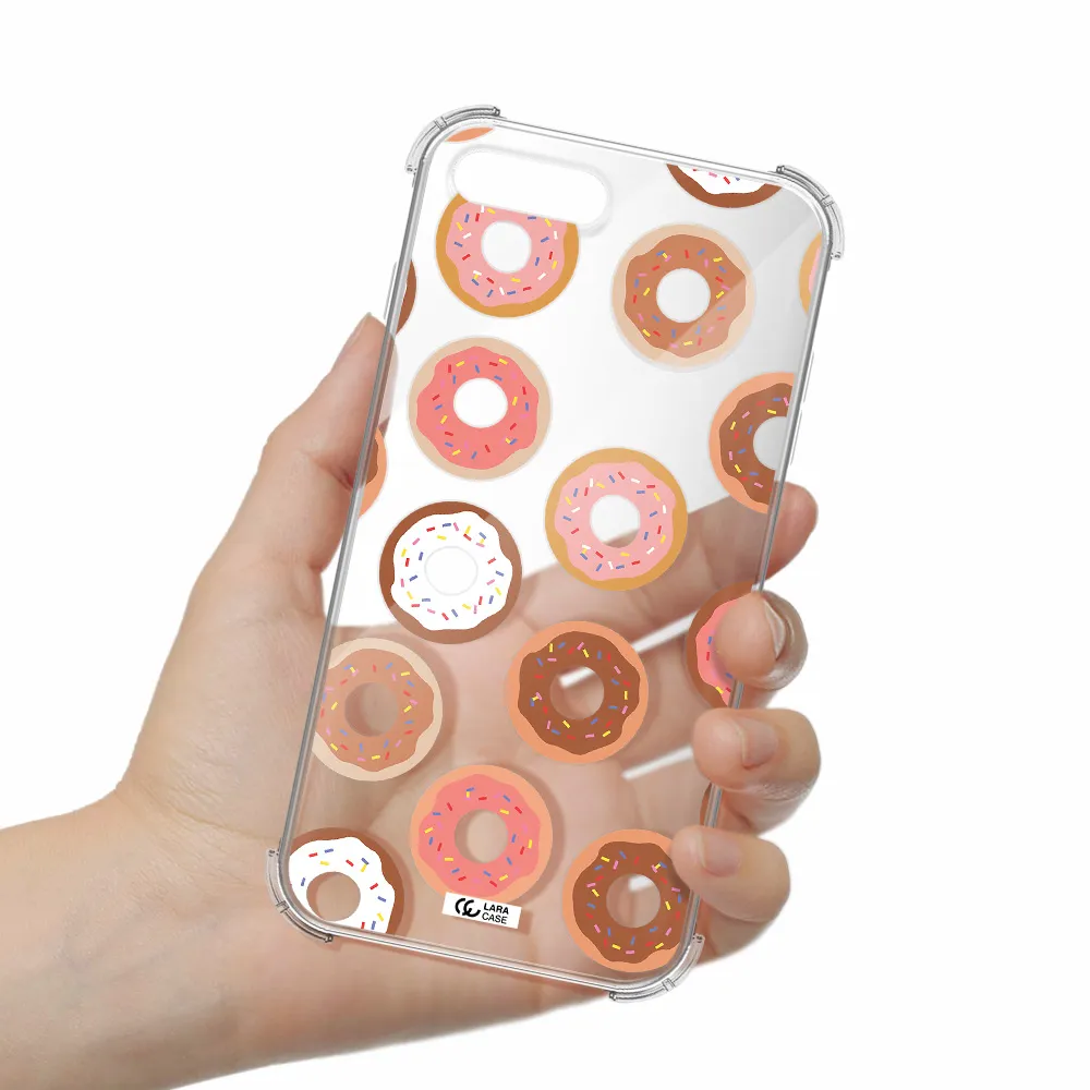 a pattern of donuts with sprinkles Apple iPhone 8 plus Clear PC Case