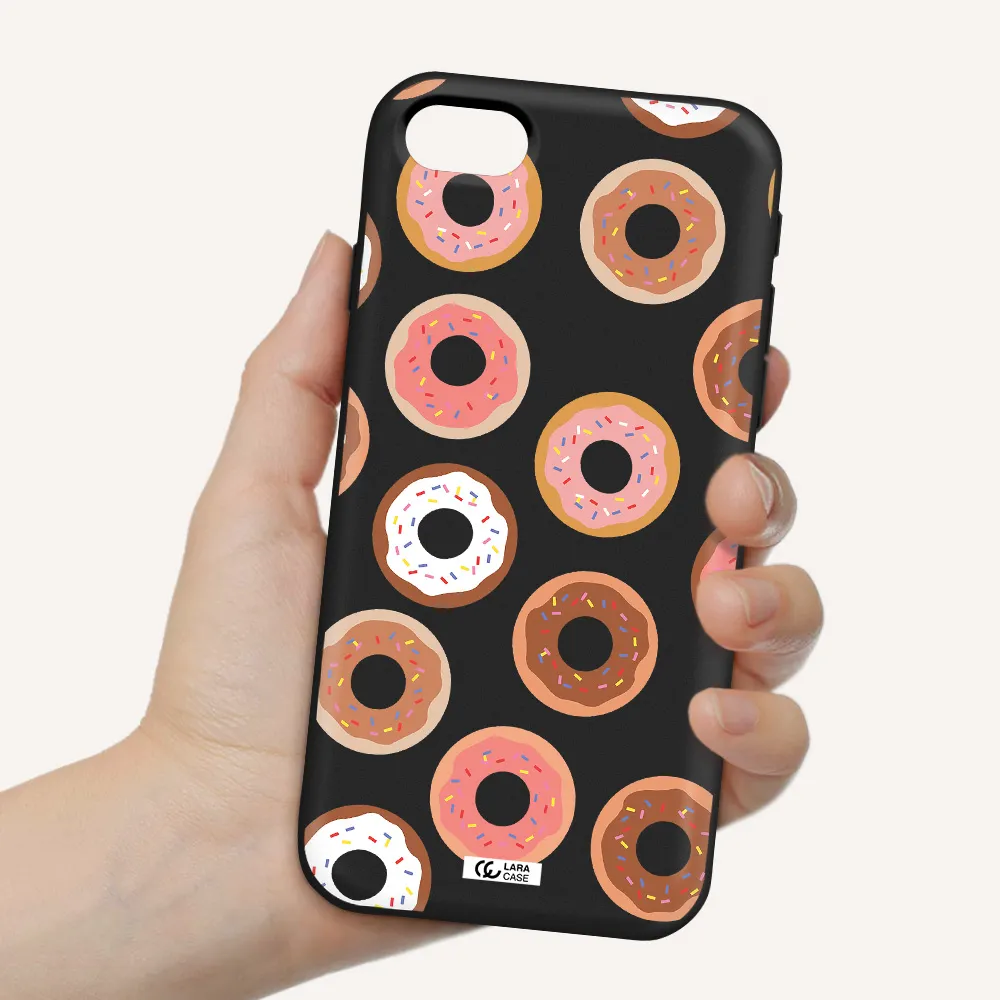 a pattern of donuts with sprinkles Apple iPhone se 2020 Silicone black Case