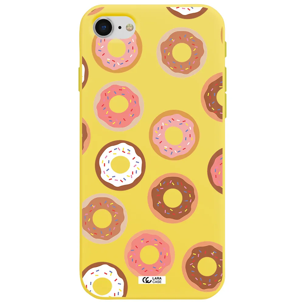 a pattern of donuts with sprinkles Apple iPhone se 2020 Silicone canary yellow Case