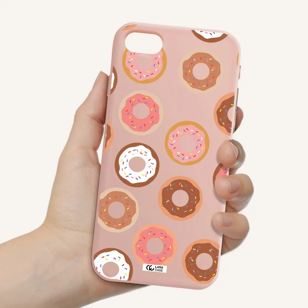 a pattern of donuts with sprinkles Apple iPhone se 2020 Silicone pastel pink Case