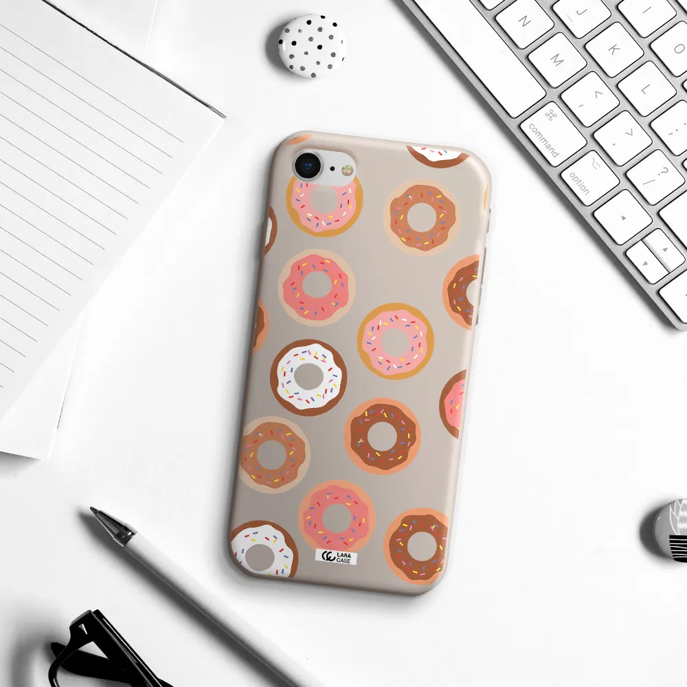a pattern of donuts with sprinkles Apple iPhone se 2020 Silicone Stone Case