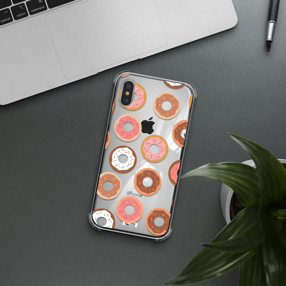 a pattern of donuts with sprinkles Apple iPhone X Clear PC Case