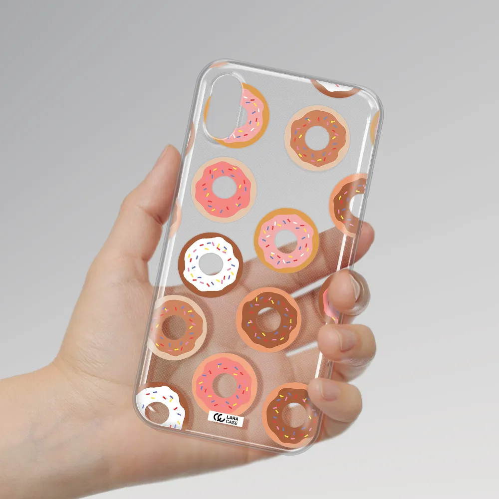 a pattern of donuts with sprinkles Apple iPhone X Clear TPU Case