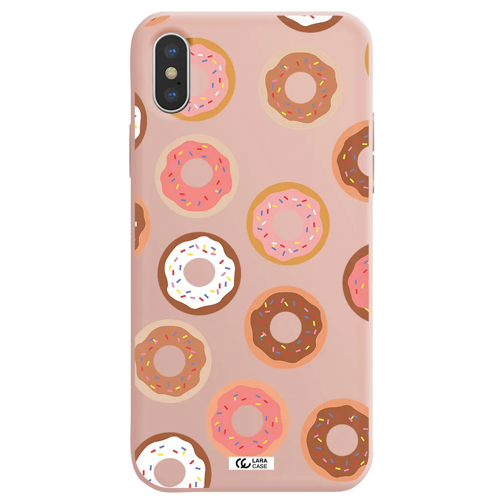 a pattern of donuts with sprinkles Apple iPhone X Silicone pastel pink Case