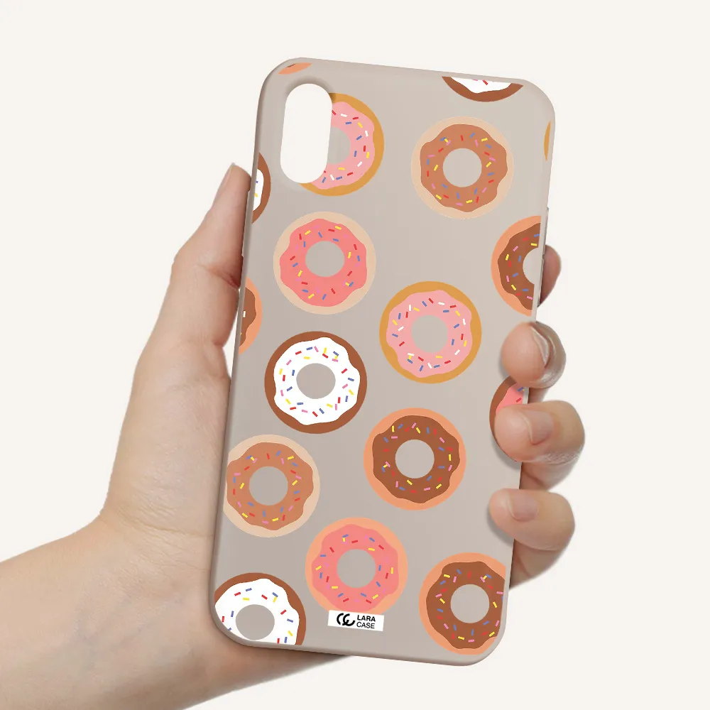 a pattern of donuts with sprinkles Apple iPhone X Silicone Stone Case