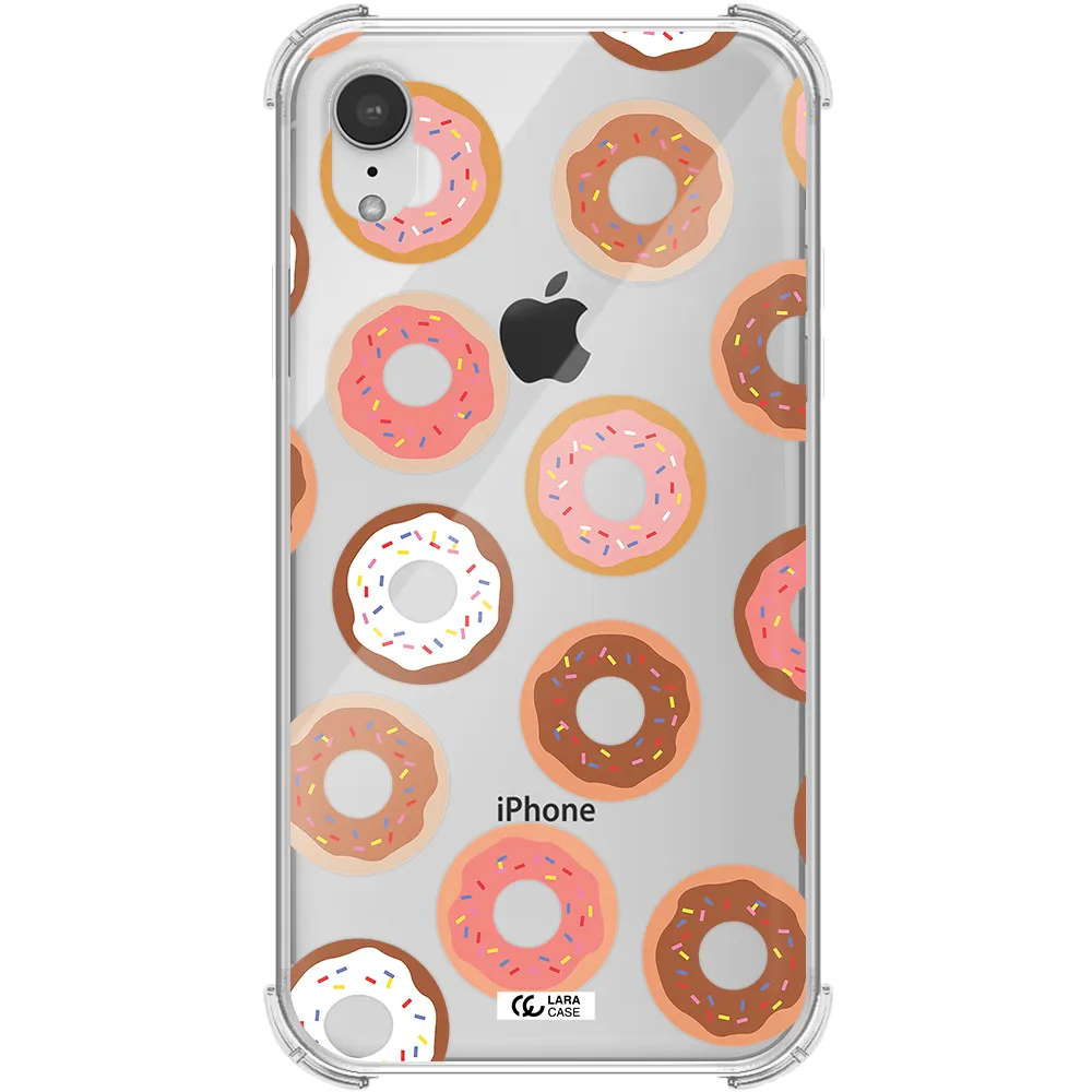 a pattern of donuts with sprinkles Apple iPhone XR Clear PC Case