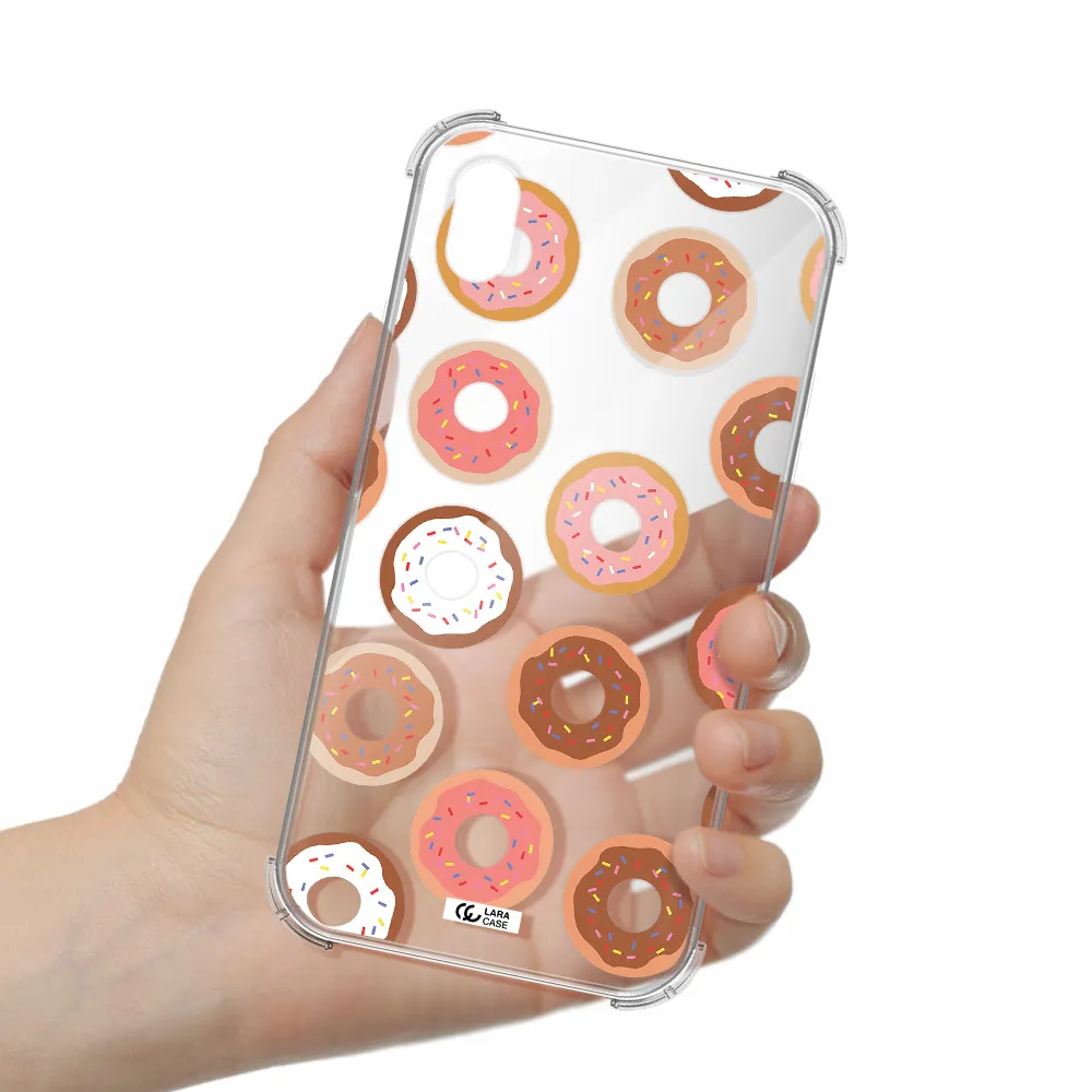 a pattern of donuts with sprinkles Apple iPhone XR Clear PC Case