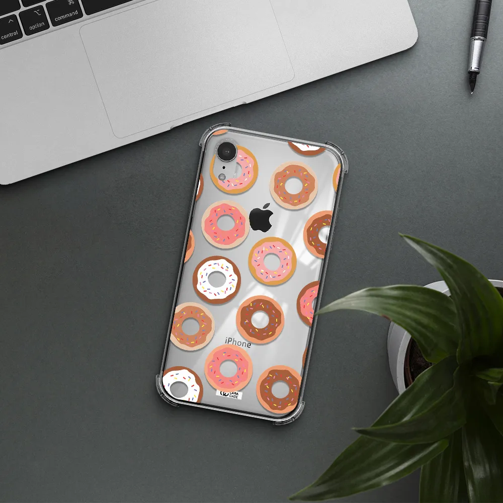 a pattern of donuts with sprinkles Apple iPhone XR Clear PC Case