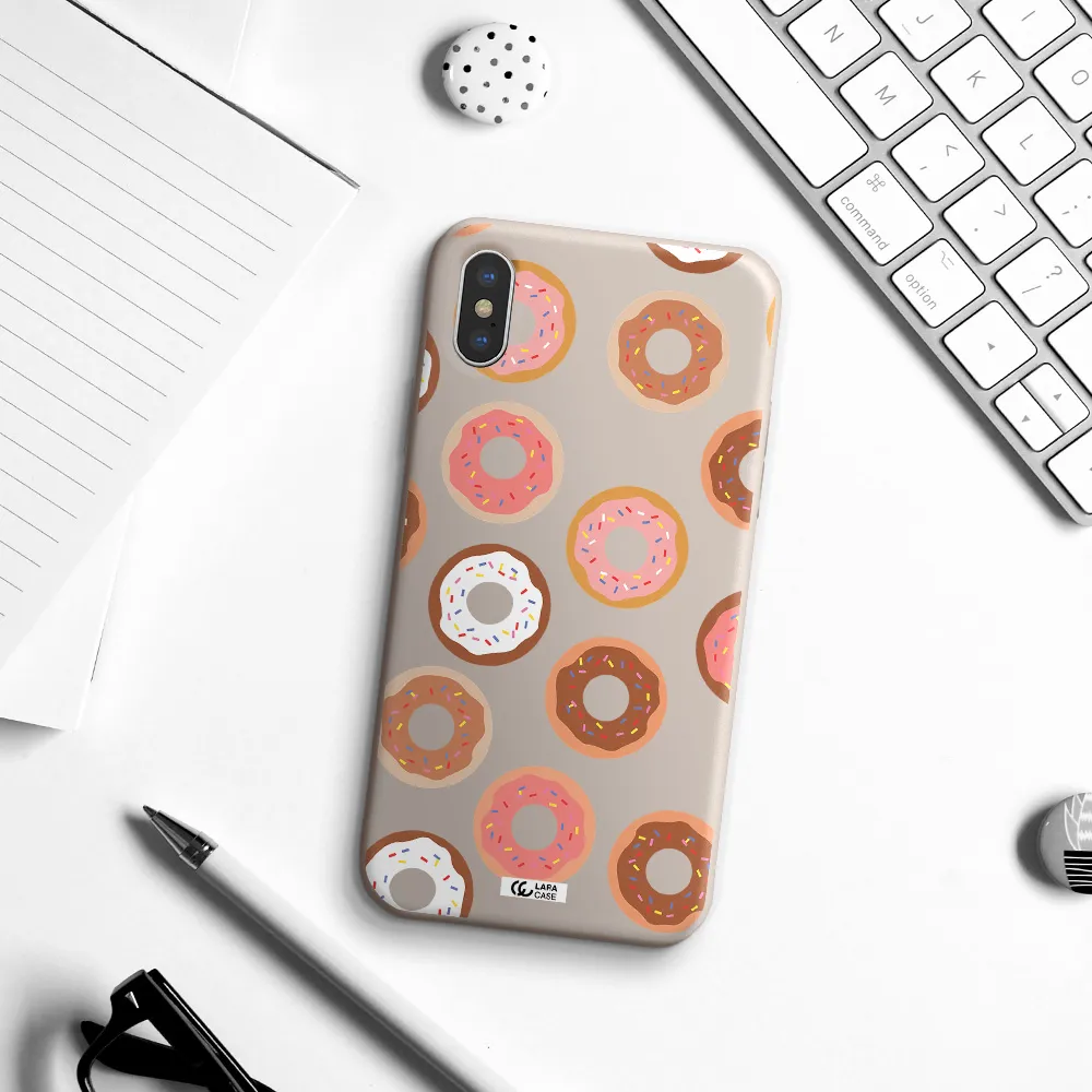 a pattern of donuts with sprinkles Apple iPhone XS Silicone Stone Case