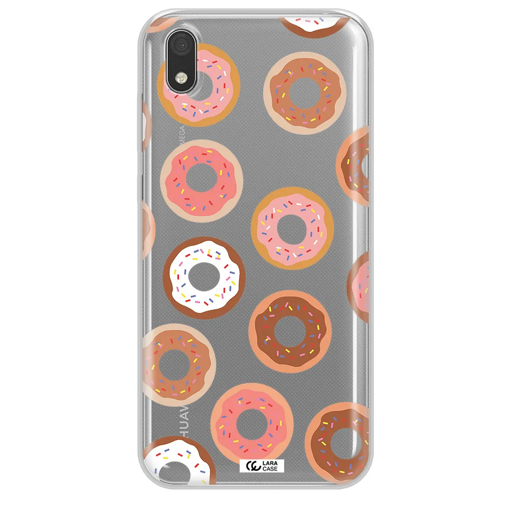 a pattern of donuts with sprinkles Huawei Honor 8S Clear TPU Case