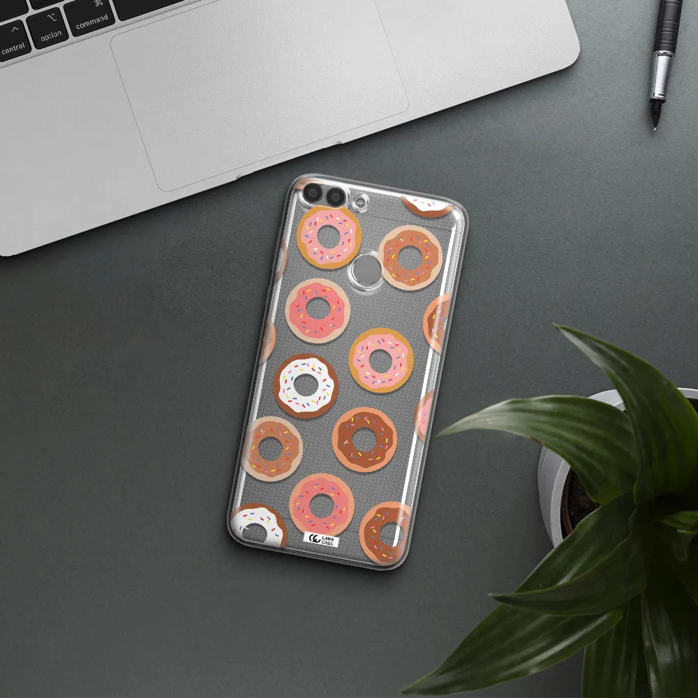 a pattern of donuts with sprinkles Huawei P Smart Clear TPU Case