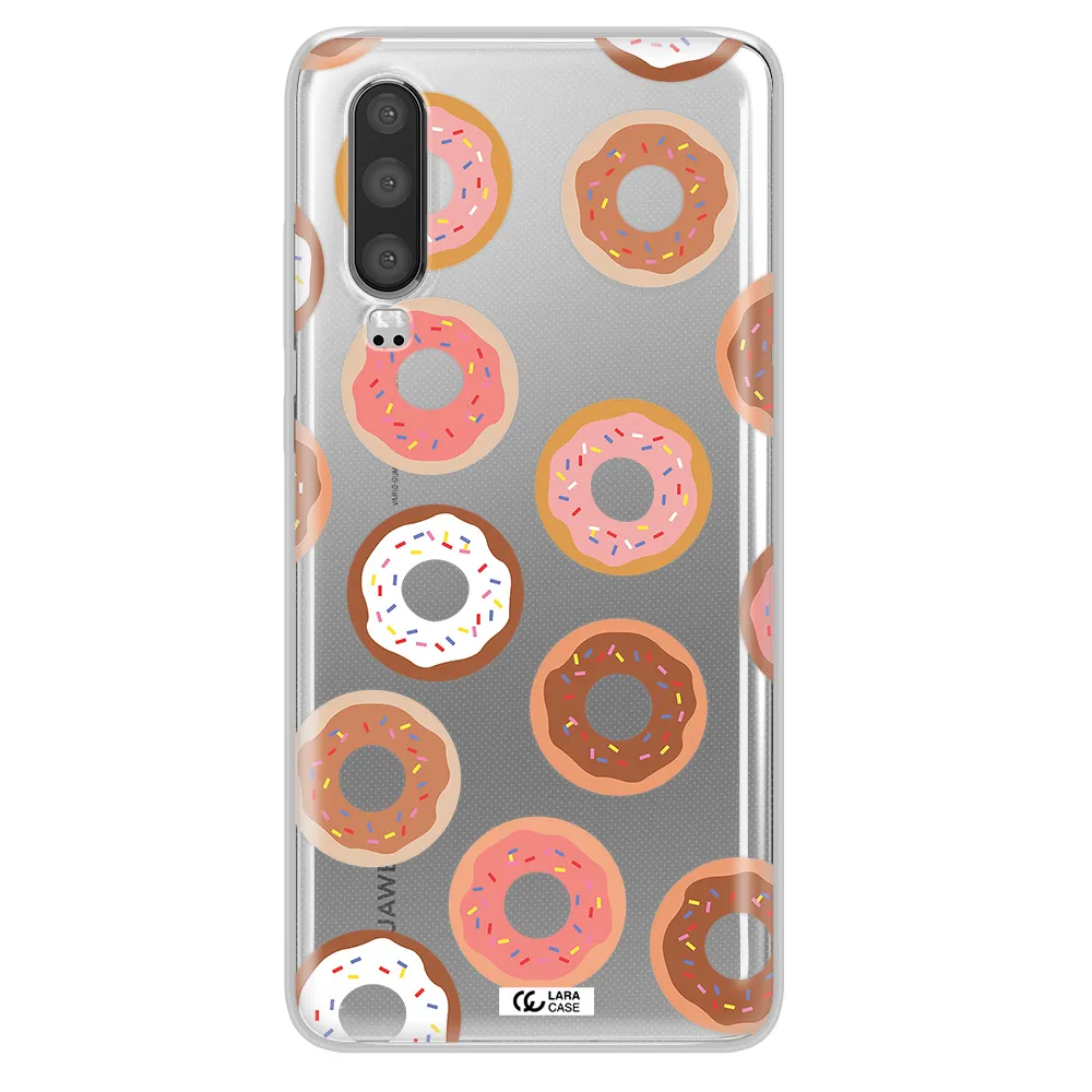 a pattern of donuts with sprinkles Huawei P30 Clear TPU Case