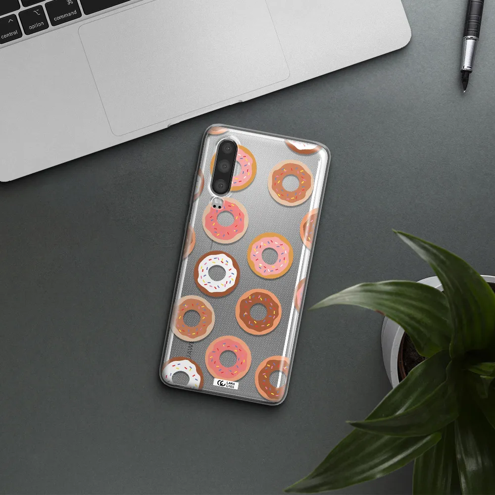 a pattern of donuts with sprinkles Huawei P30 Clear TPU Case