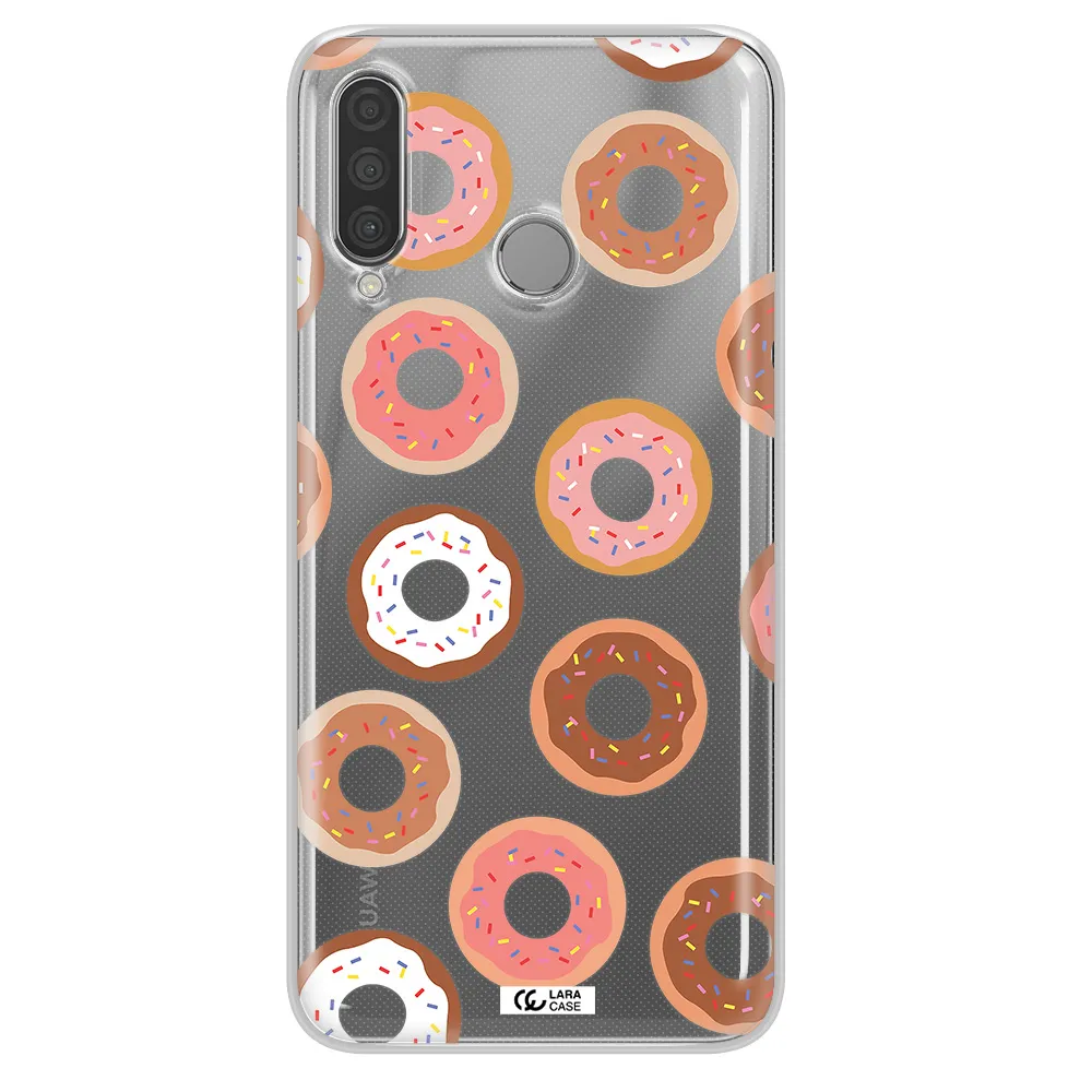 a pattern of donuts with sprinkles Huawei P30 Lite Clear TPU Case