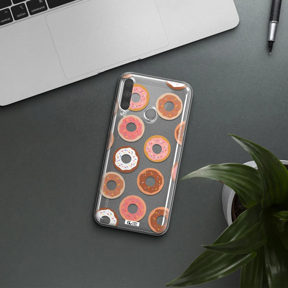 a pattern of donuts with sprinkles Huawei P40 Lite E Clear TPU Case