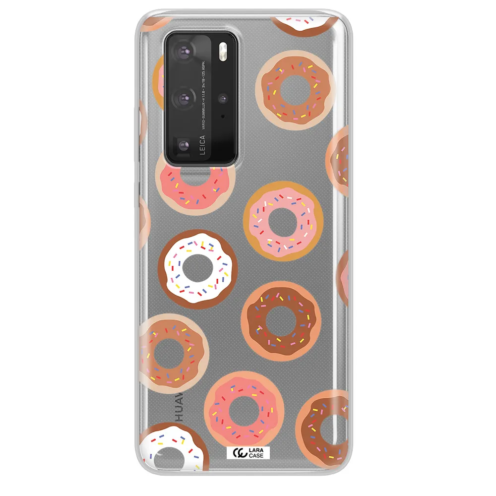 a pattern of donuts with sprinkles Huawei P40 Pro Clear TPU Case