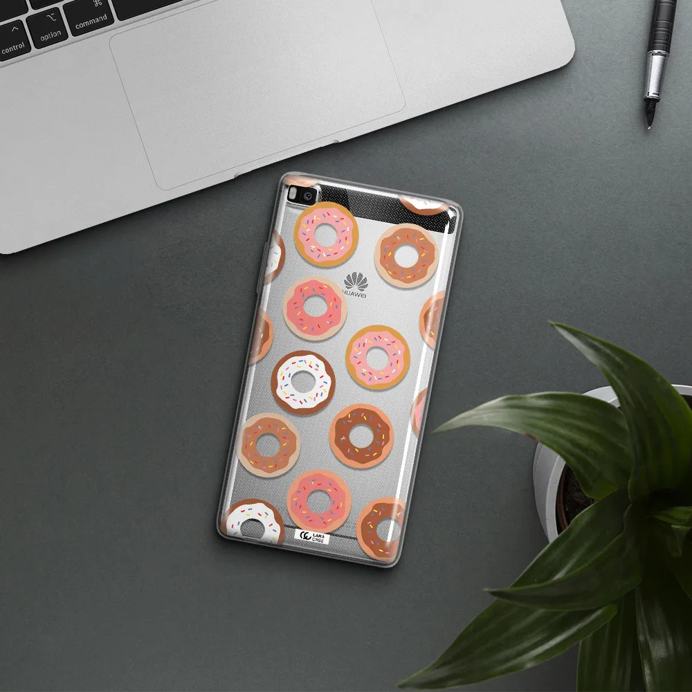 a pattern of donuts with sprinkles Huawei P8 Clear TPU Case