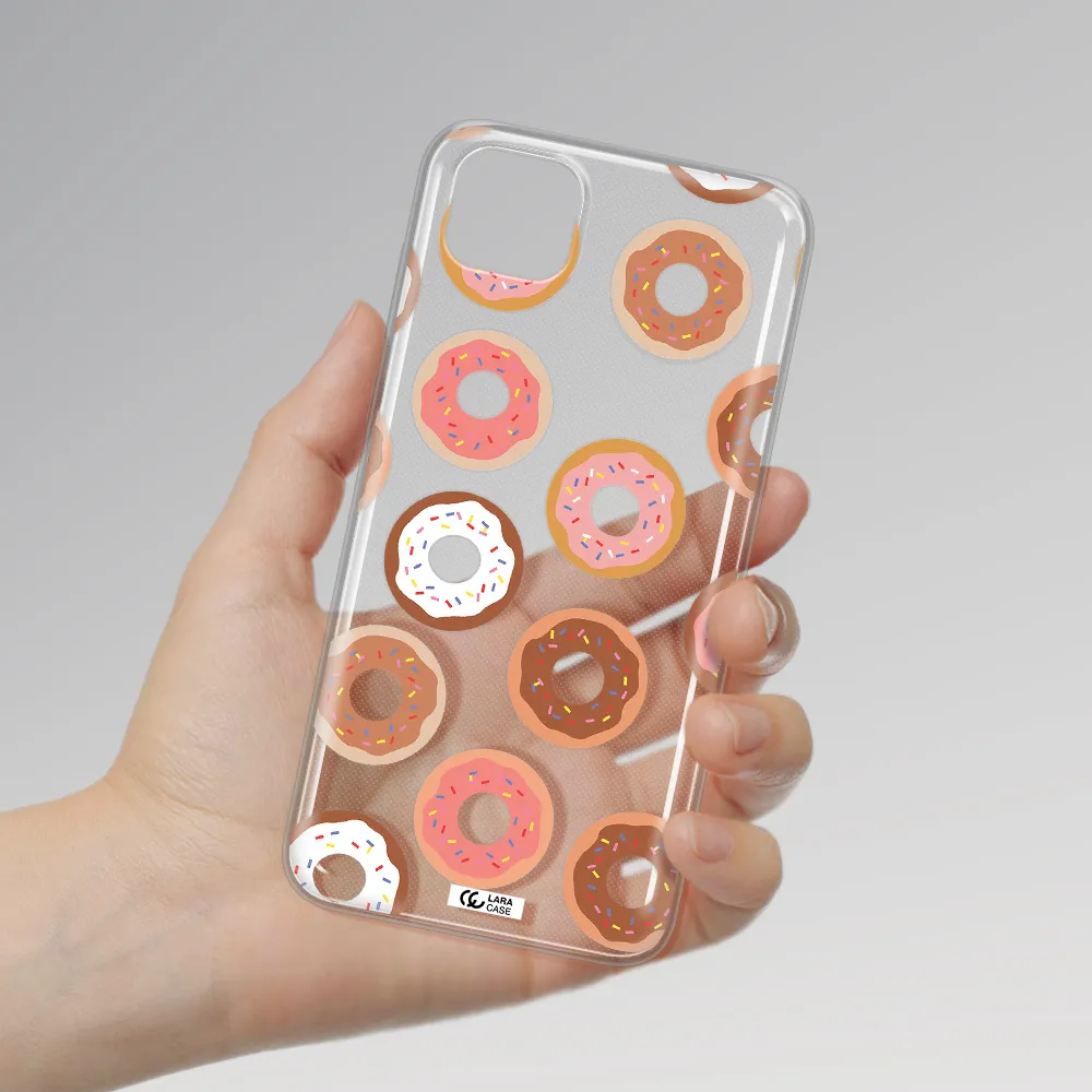 a pattern of donuts with sprinkles Huawei Y5P Clear TPU Case