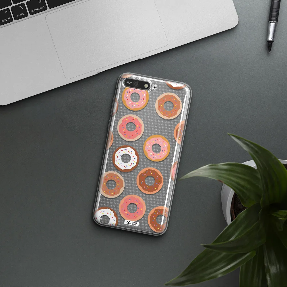 a pattern of donuts with sprinkles Huawei Y6 2018 Clear TPU Case