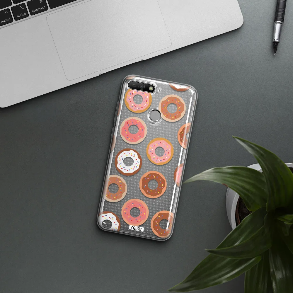 a pattern of donuts with sprinkles Huawei Y6 Prime 2018 Clear TPU Case