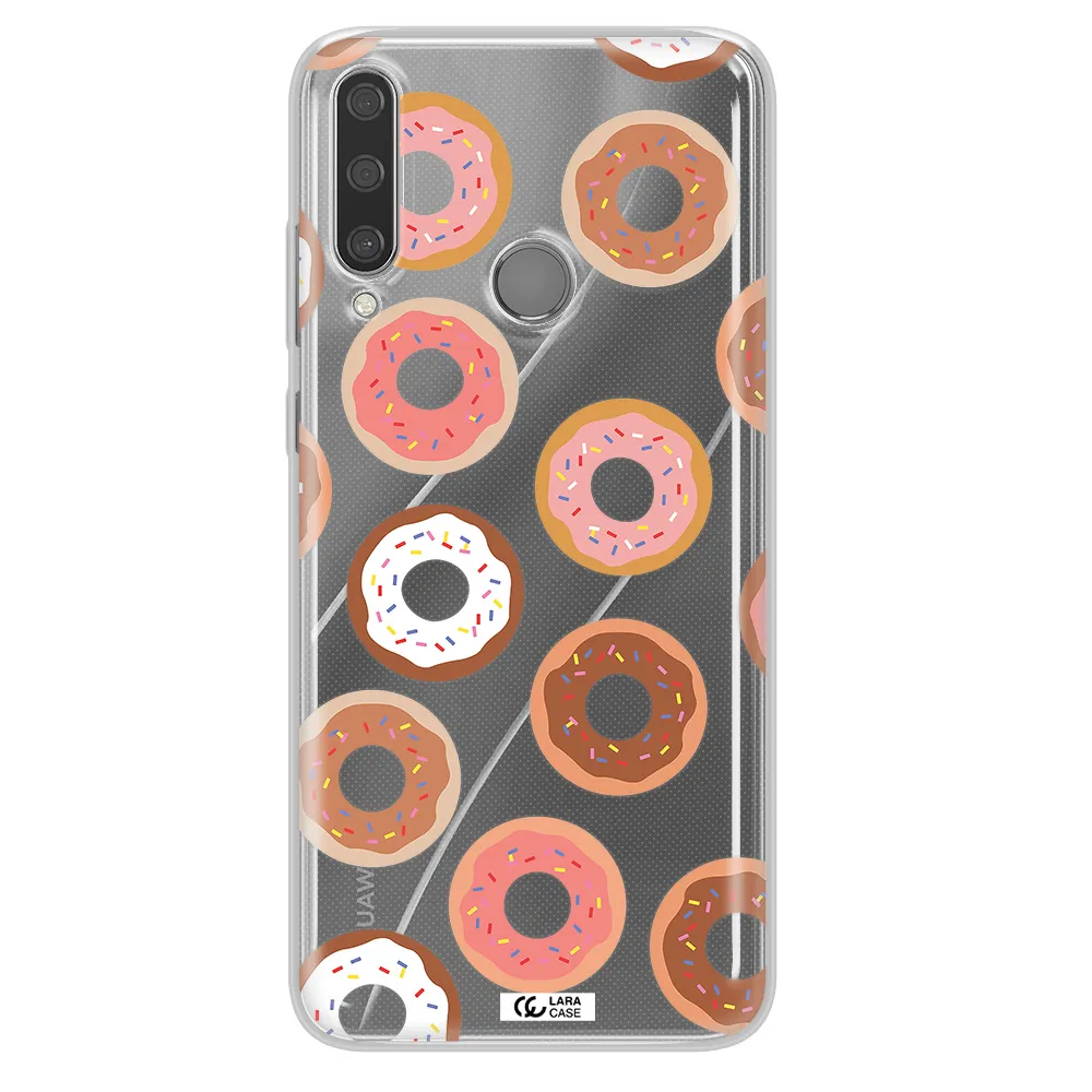 a pattern of donuts with sprinkles Huawei Y6P Clear TPU Case