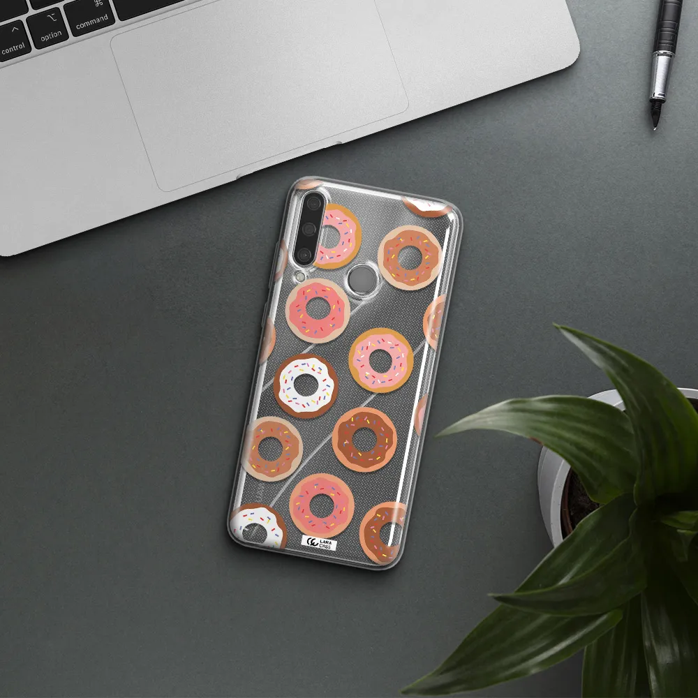 a pattern of donuts with sprinkles Huawei Y6P Clear TPU Case