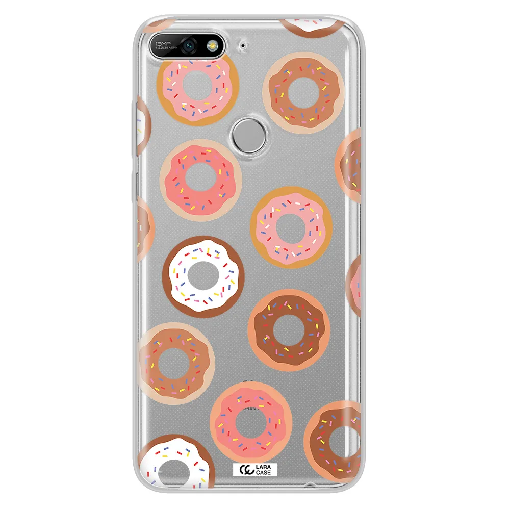 a pattern of donuts with sprinkles Huawei Y7 2018 Clear TPU Case