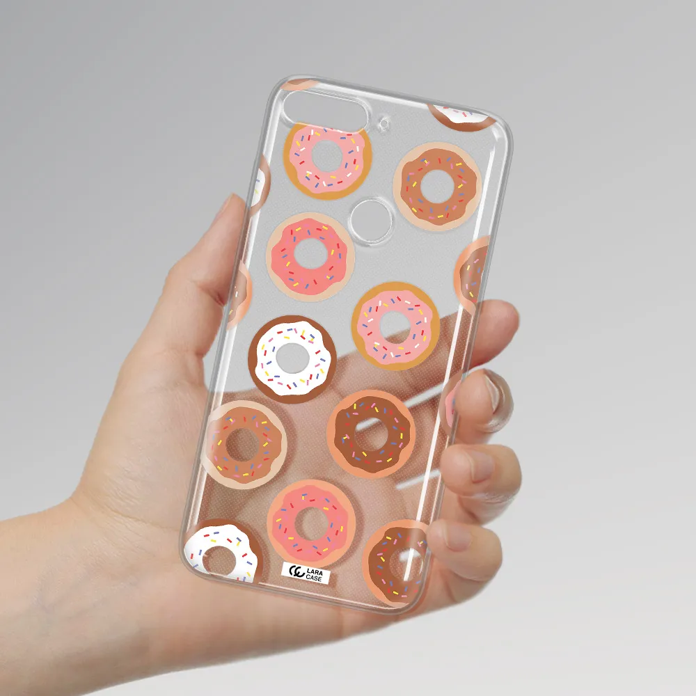 a pattern of donuts with sprinkles Huawei Y7 2018 Clear TPU Case