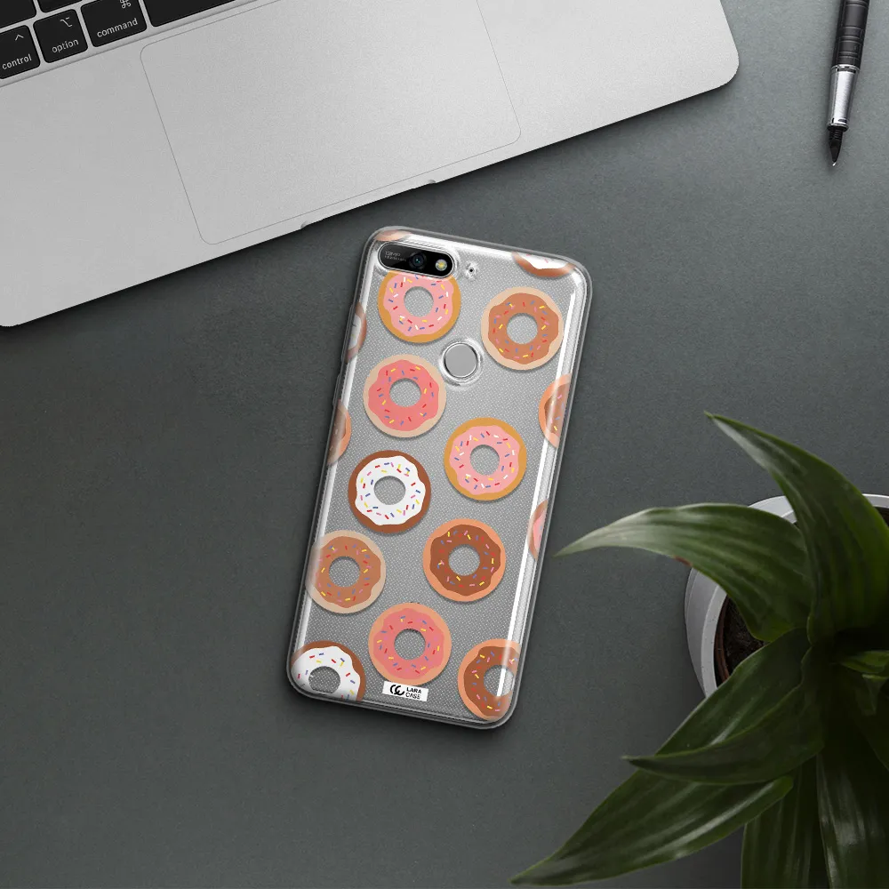 a pattern of donuts with sprinkles Huawei Y7 2018 Clear TPU Case