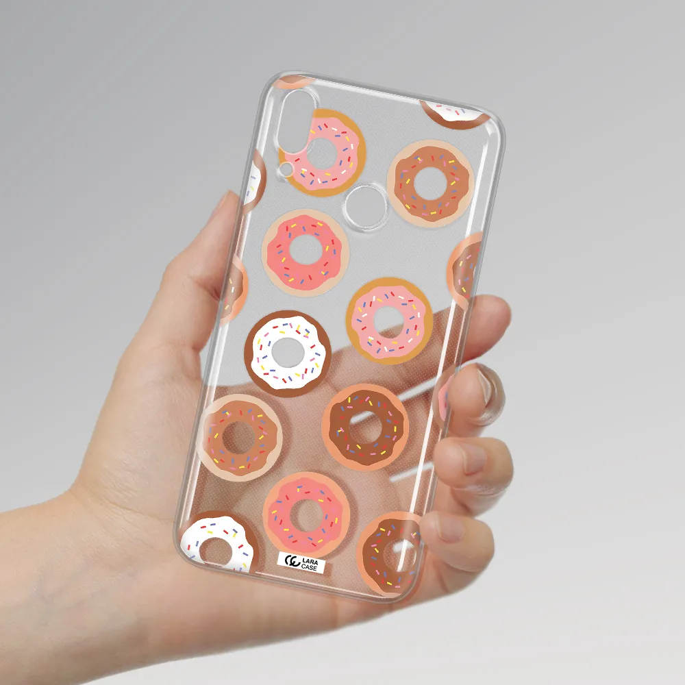 a pattern of donuts with sprinkles Huawei Y7 2019 Clear TPU Case