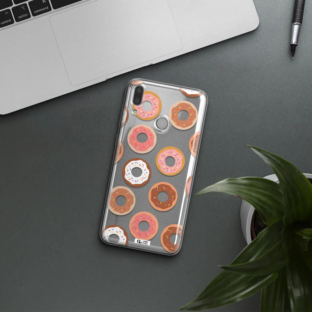 a pattern of donuts with sprinkles Huawei Y7 2019 Clear TPU Case