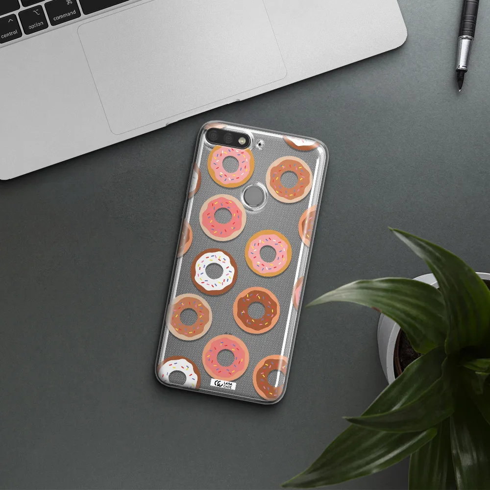 a pattern of donuts with sprinkles Huawei Y7 Prime 2018 Clear TPU Case