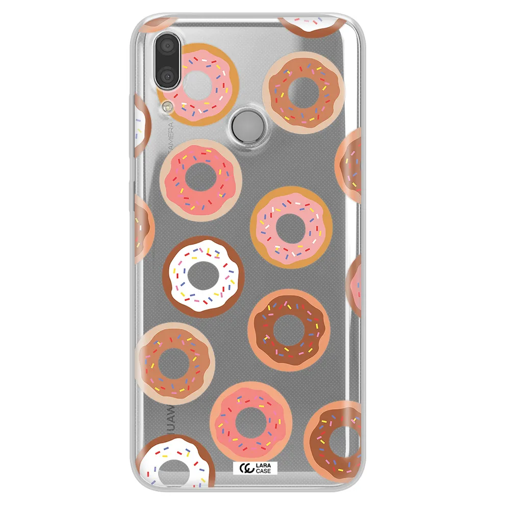 a pattern of donuts with sprinkles Huawei Y9 2019 Clear TPU Case