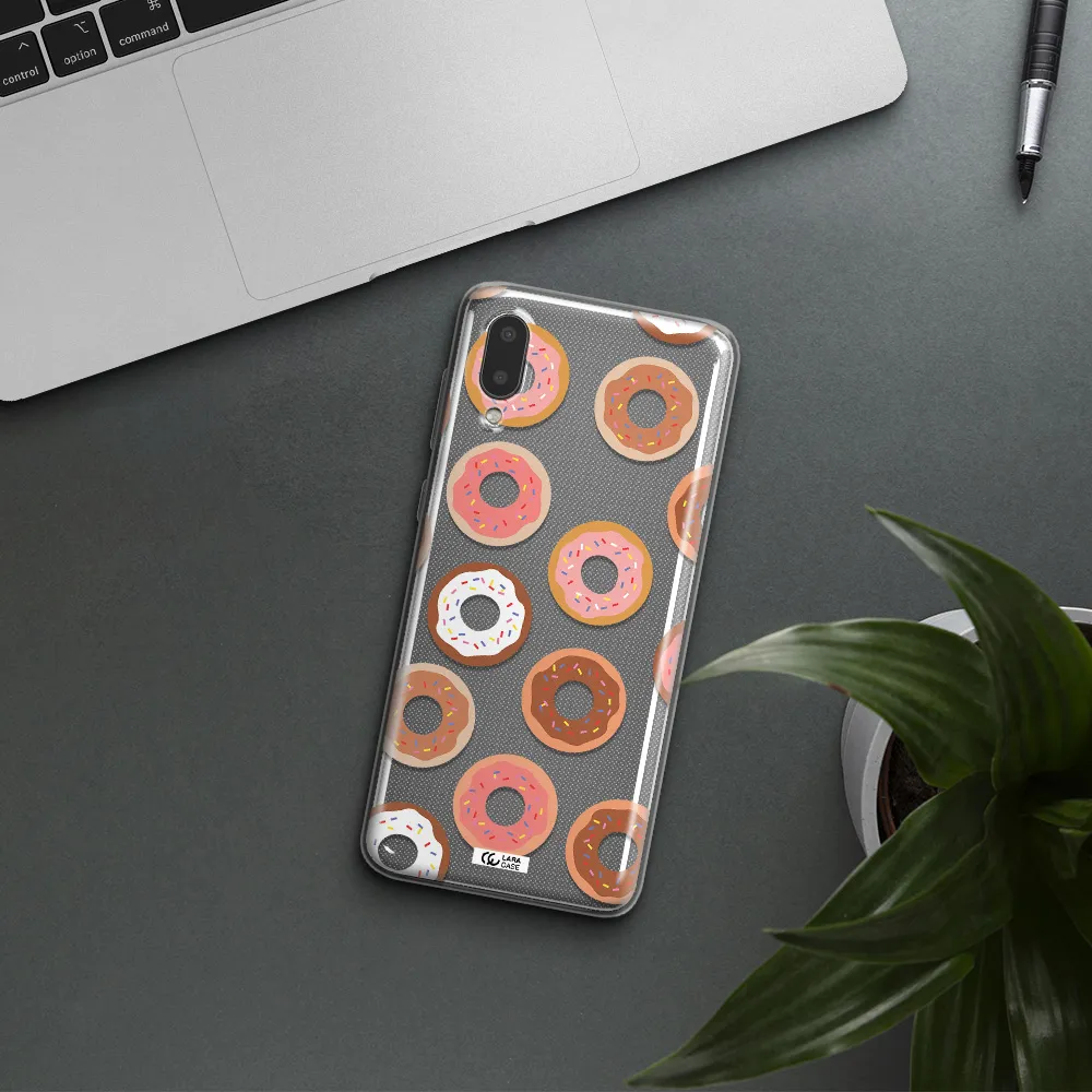 a pattern of donuts with sprinkles Samsung A02 Clear TPU Case