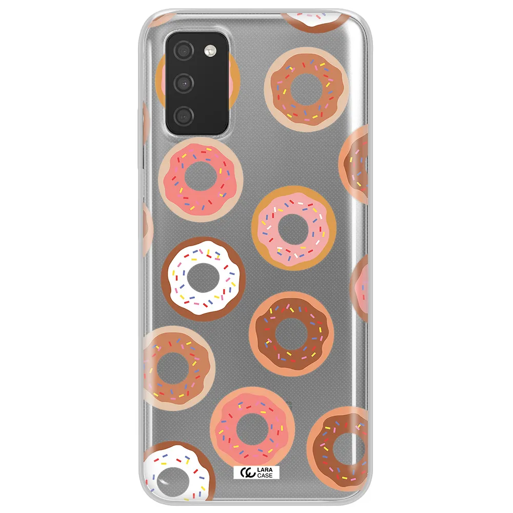 a pattern of donuts with sprinkles Samsung A03S Clear TPU Case