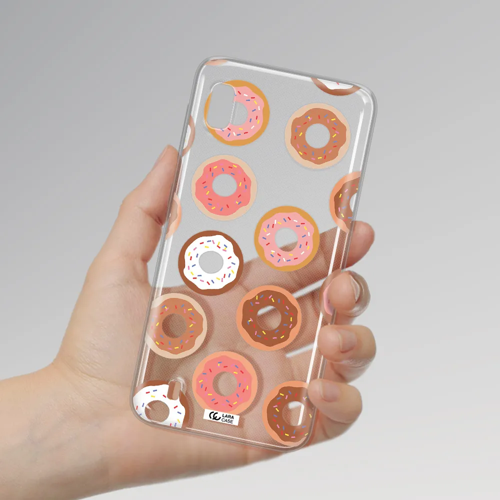 a pattern of donuts with sprinkles Samsung A10 Clear TPU Case