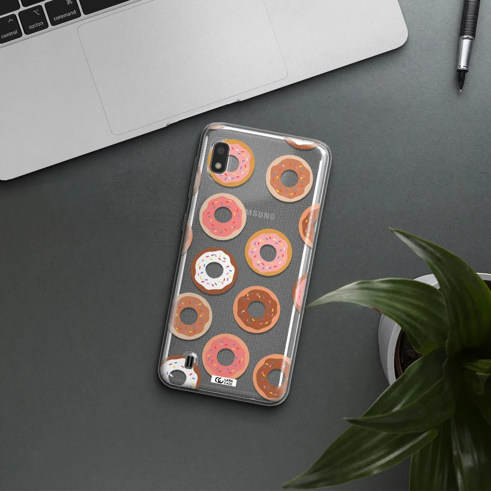 a pattern of donuts with sprinkles Samsung A10 Clear TPU Case