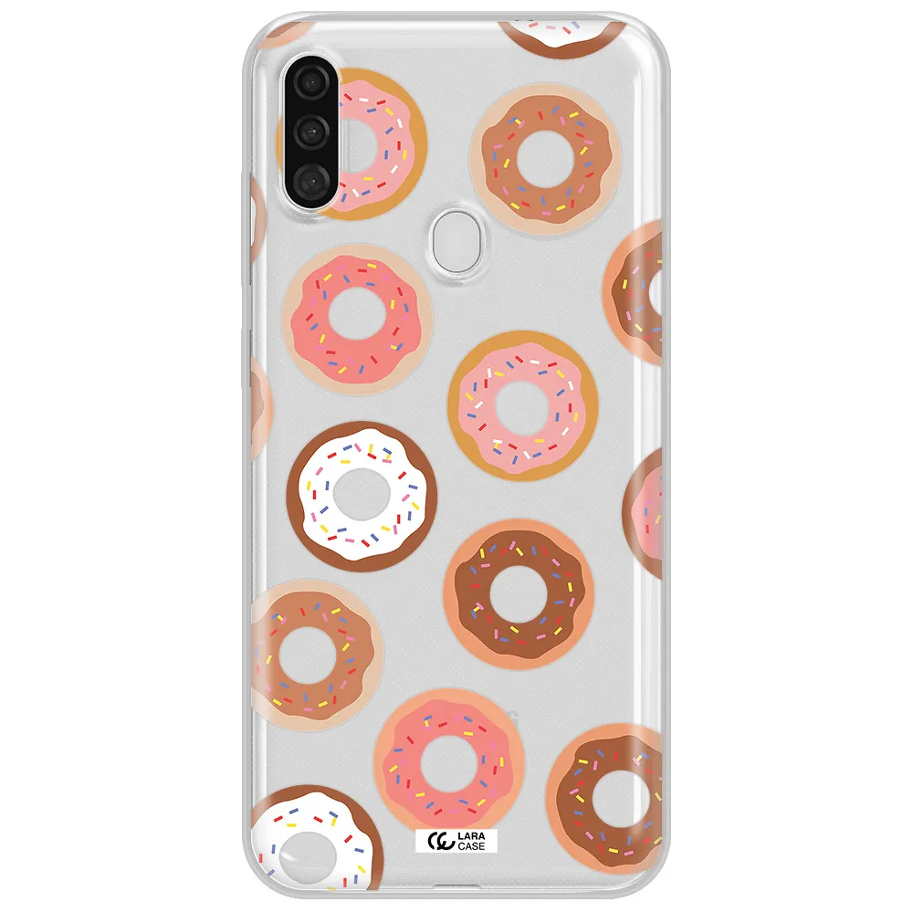 a pattern of donuts with sprinkles Samsung A11 Clear TPU Case
