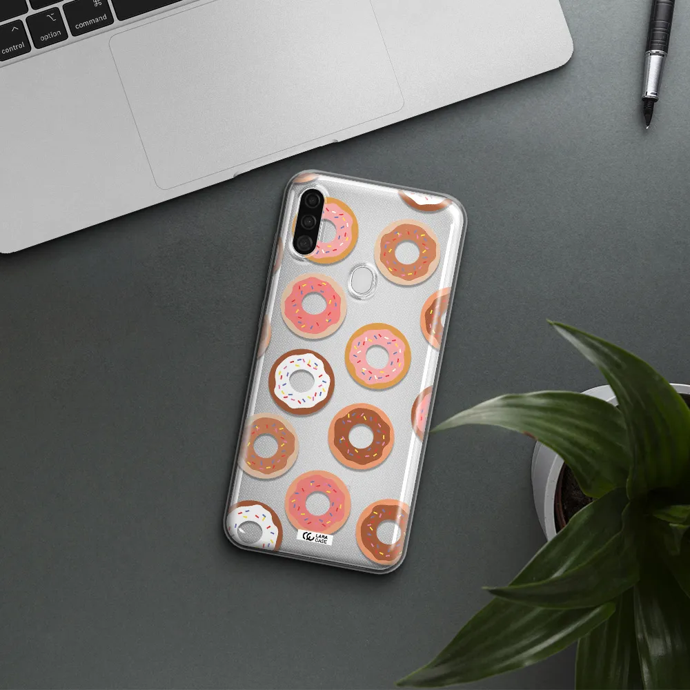 a pattern of donuts with sprinkles Samsung A11 Clear TPU Case